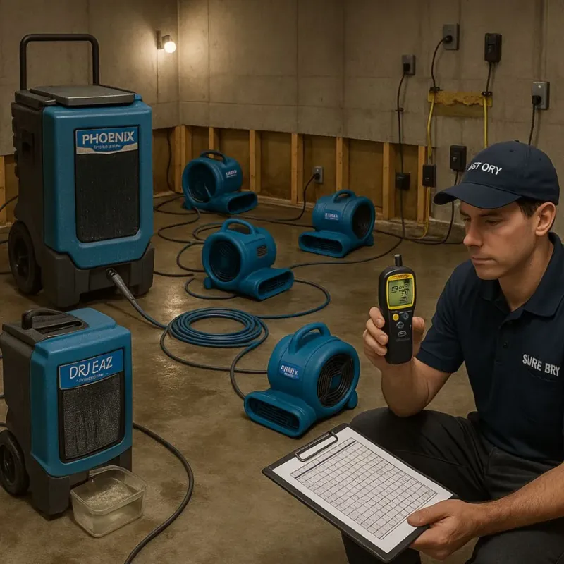 Structural Drying and Dehumidification process in Trabuco Canyon, CA